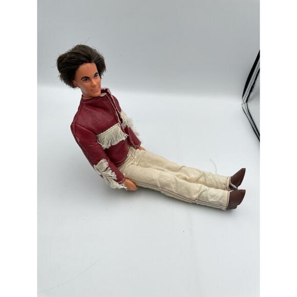 Vintage 1968 Ken Doll Barbies Boyfriend Rooted Brown Hair Western Jacket Pants - Picture 5 of 9